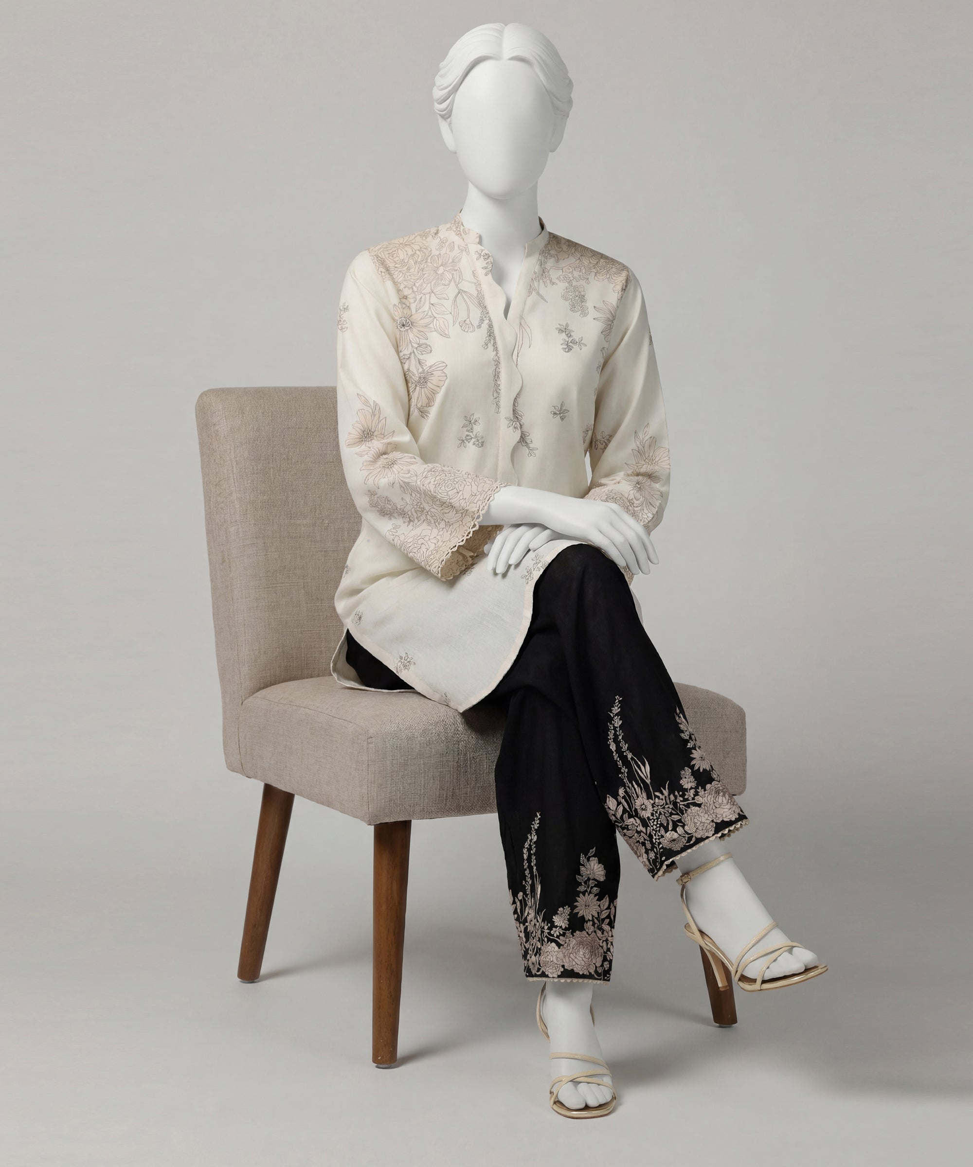 Off White Lawn Printed Co-Ord Set