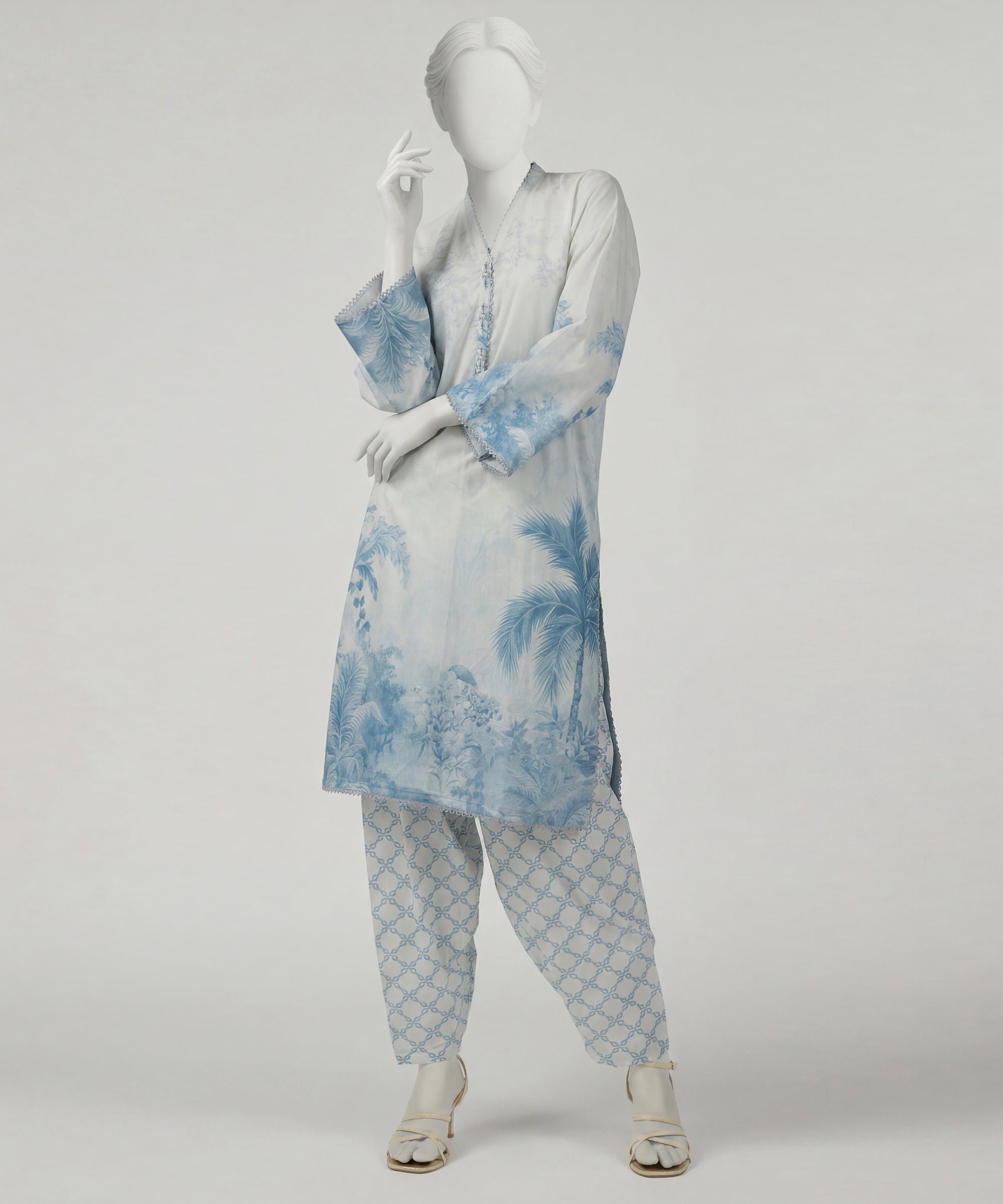 Off White Lawn Digital Printed Co-Ord Set