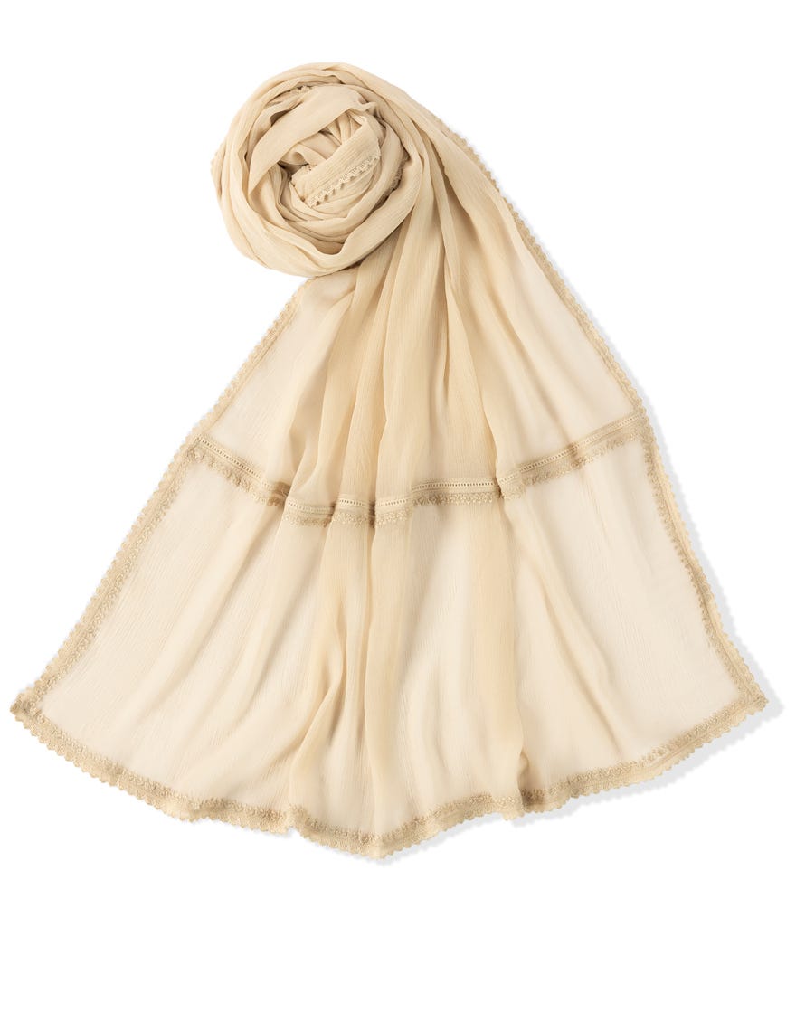 BEIGE CHIFFON DYED EMBROIDERED DUPATTA