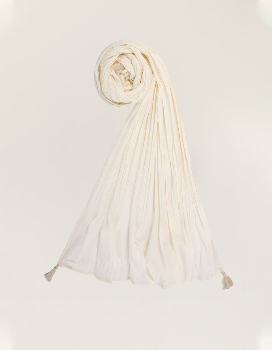OFF WHITE LAWN DYED CRUSH DUPATTA