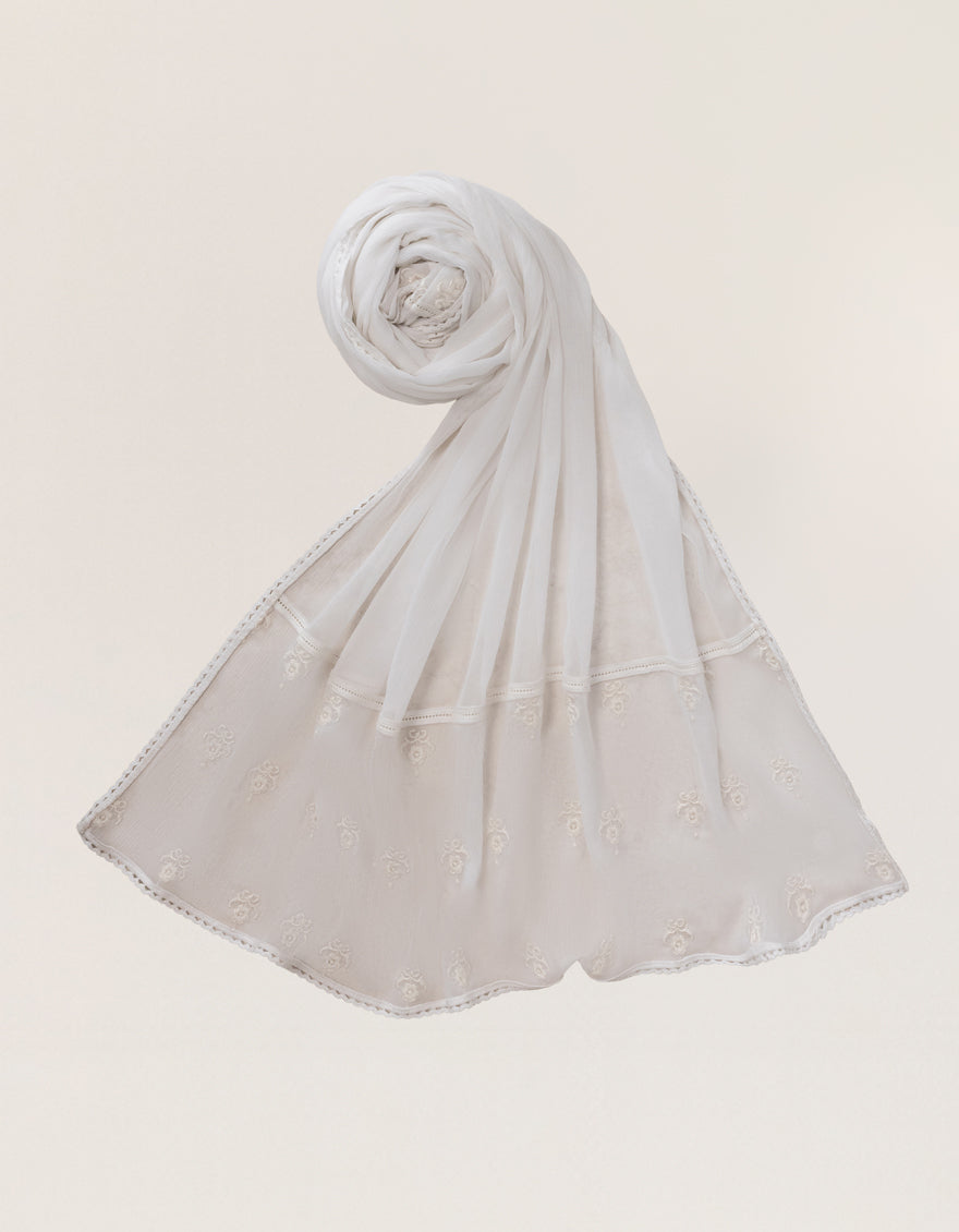WHITE CHIFFON DYED DUPATTA