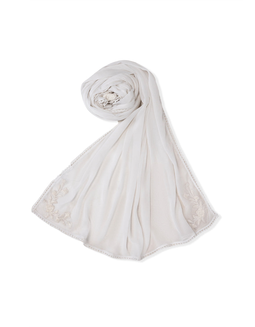 WHITE CHIFFON DYED DUPATTA