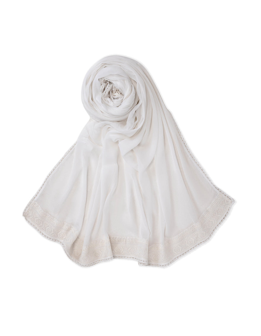 WHITE CHIFFON DYED DUPATTA