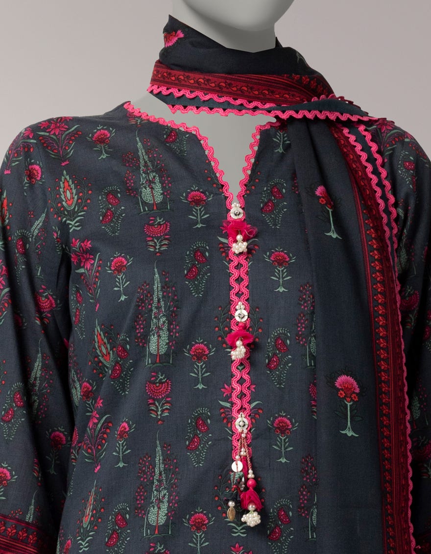 MULTICOLOR LAWN PRINTED UNSTITCHED 3PC