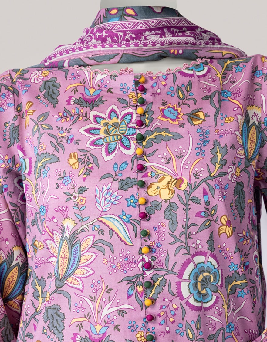 PURPLE LAWN PRINTED UNSTITCHED 3PC