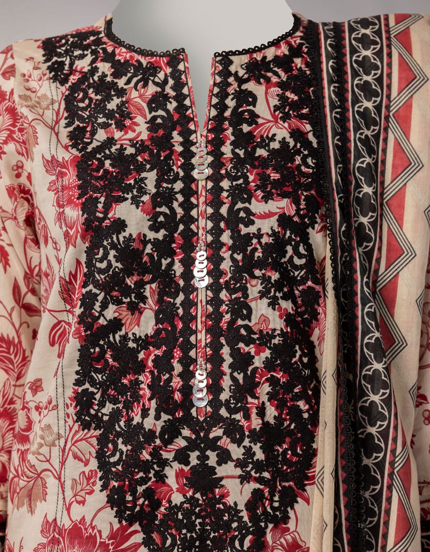 MULTICOLOR LAWN EMBROIDERED UNSTITCHED 3PC