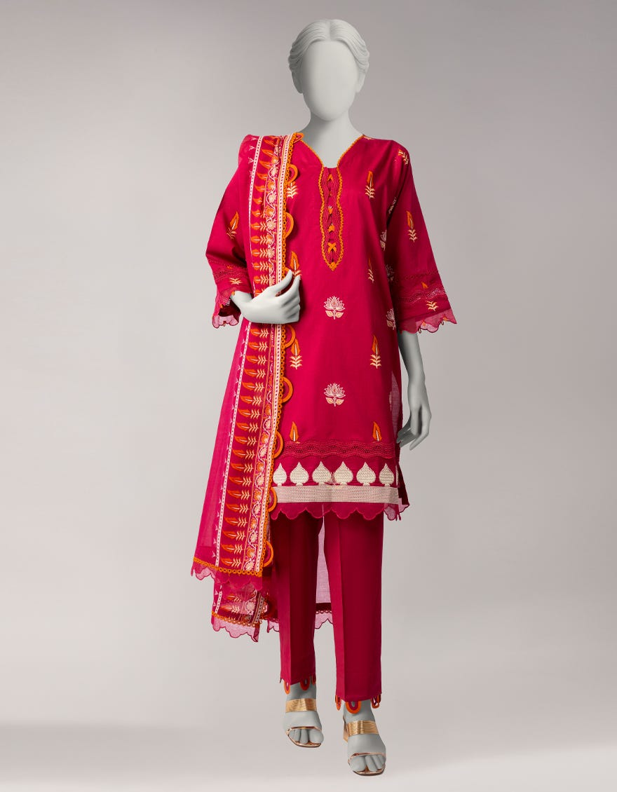 MULTICOLOR LAWN EMBROIDERED UNSTITCHED 3PC