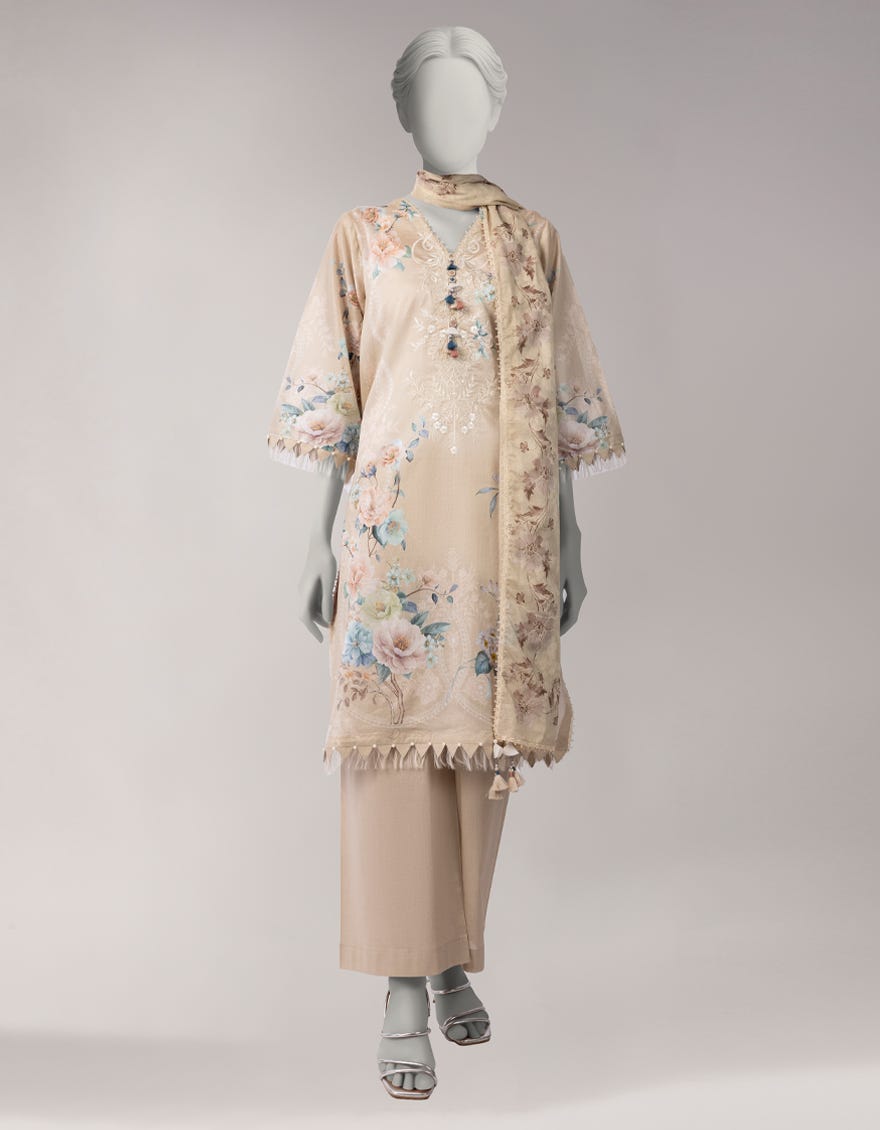 MULTICOLOR LAWN EMBROIDERED UNSTITCHED 3PC