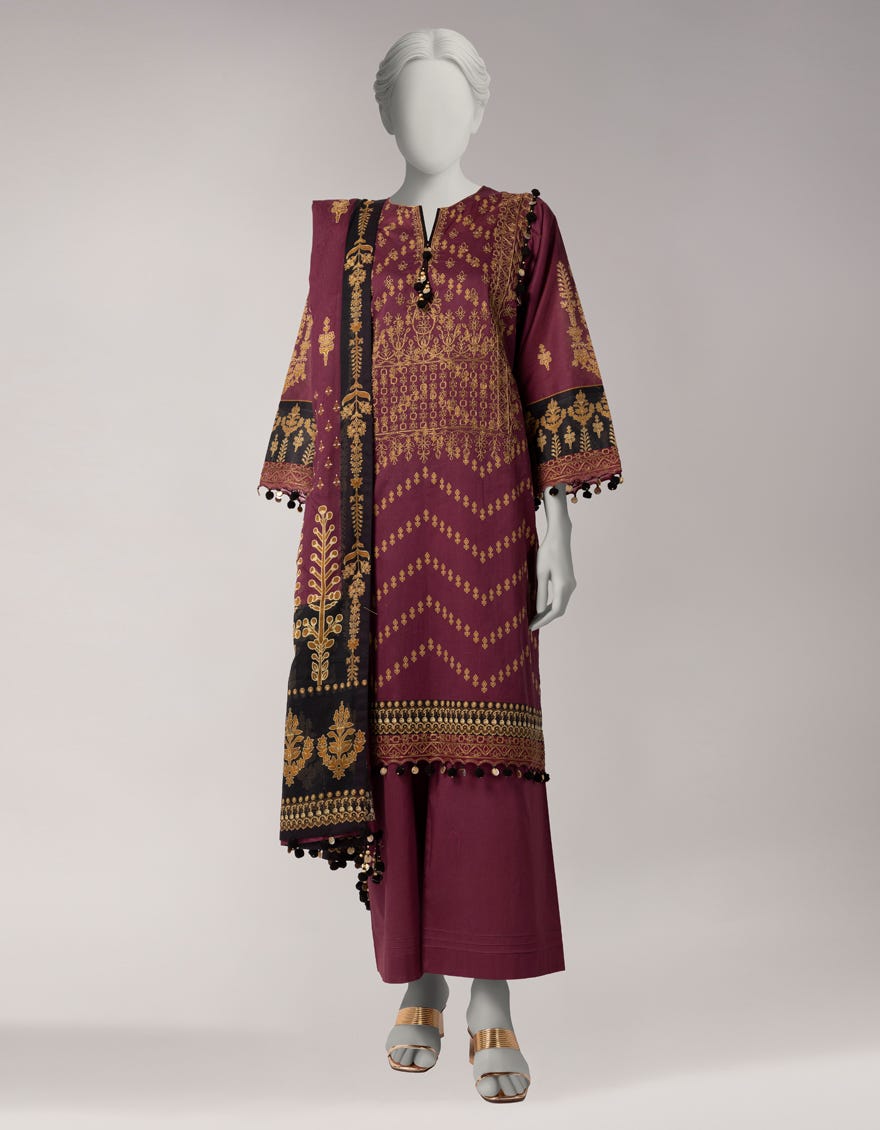 MULTICOLOR LAWN EMBROIDERED UNSTITCHED 3PC