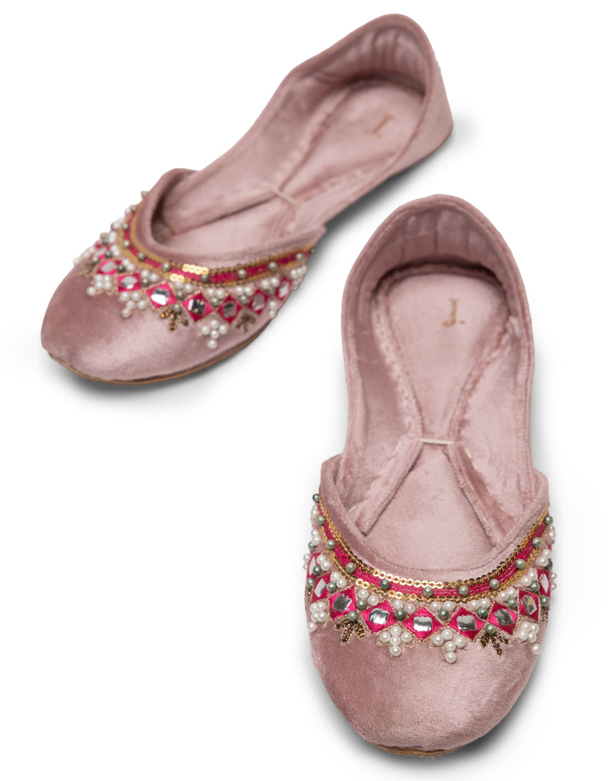Pink Suede Basic Khussa