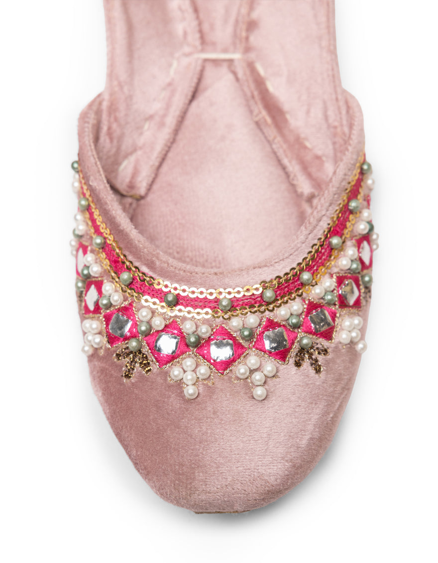 Pink Suede Basic Khussa