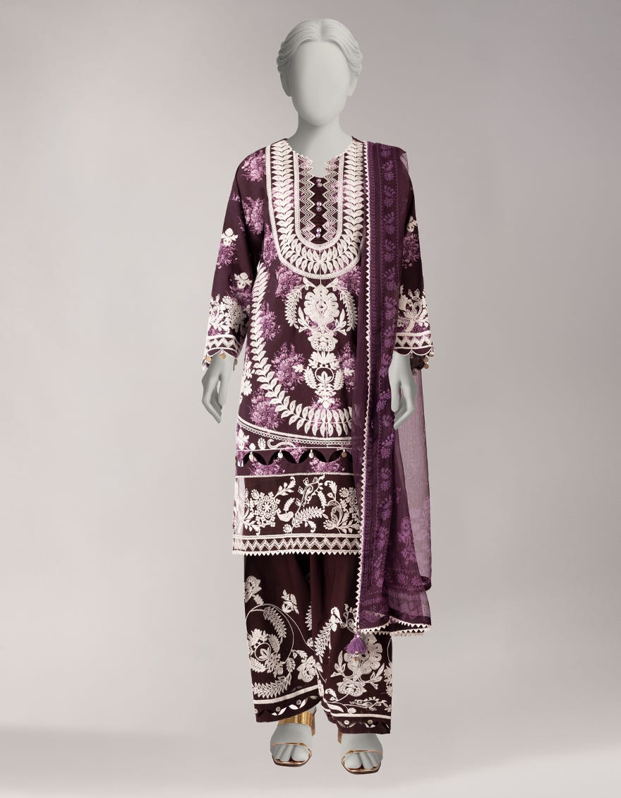 MULTICOLOR LAWN EMBROIDERED UNSTITCHED 3PC