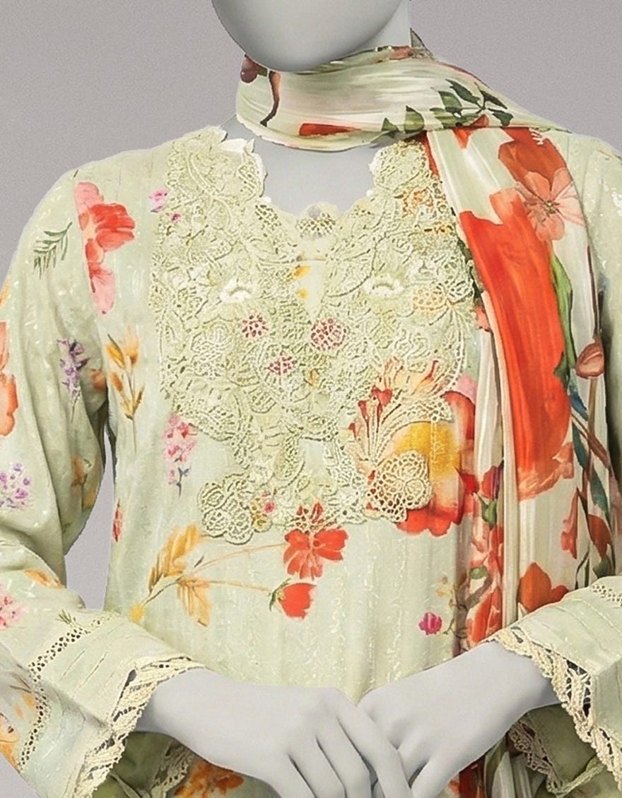 MULTICOLOR DOBBY EMBROIDERED UNSTITCHED 3PC