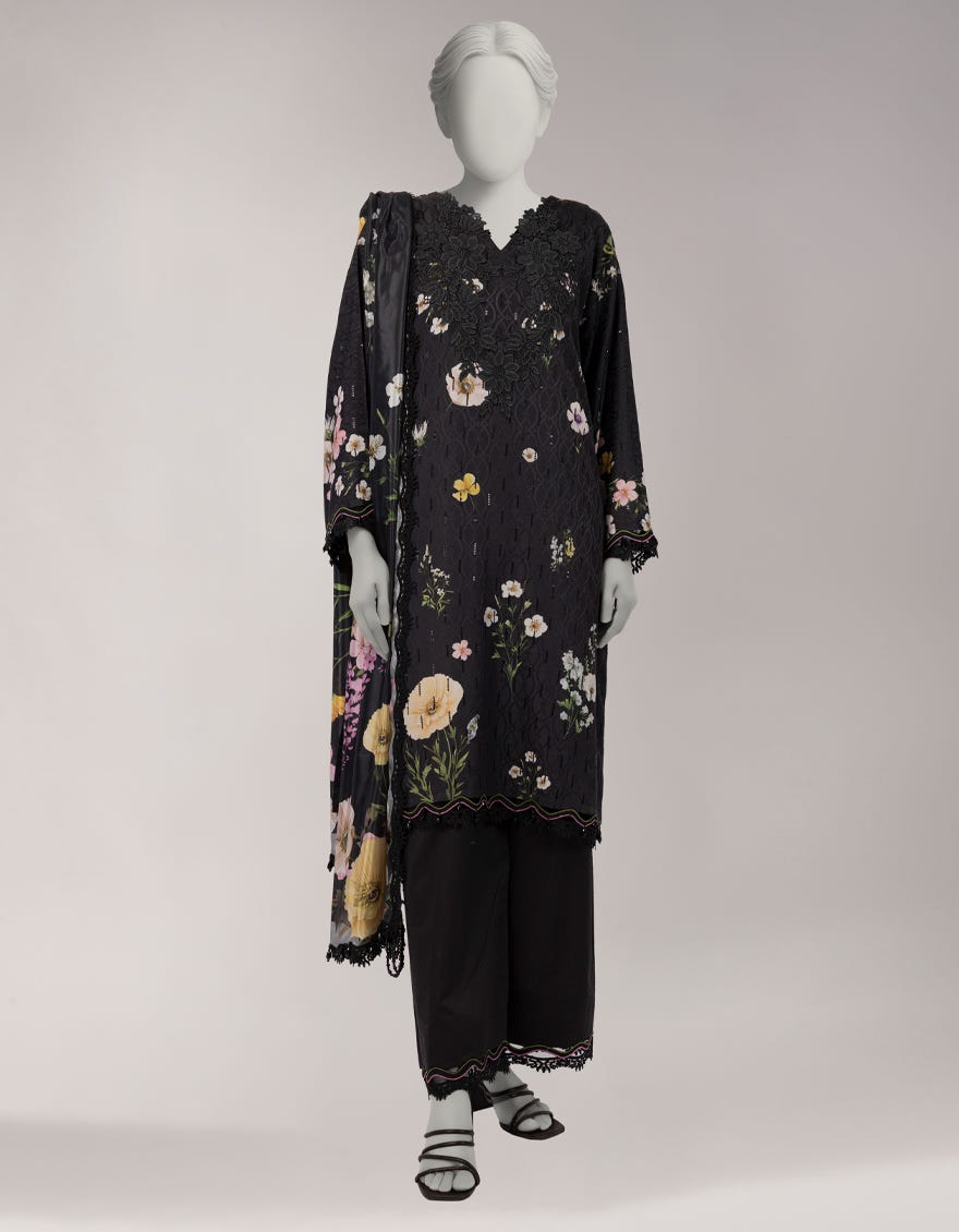 MULTICOLOR DOBBY EMBROIDERED UNSTITCHED 3PC