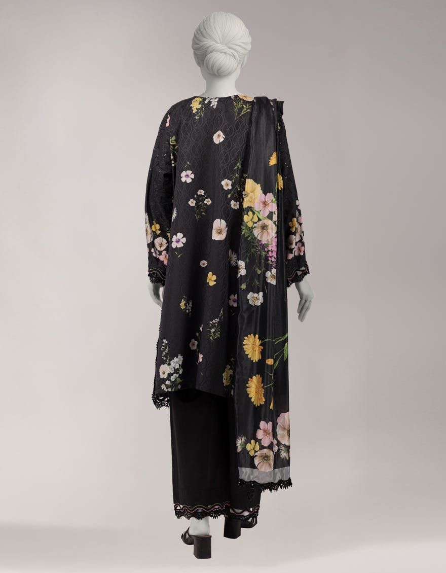 MULTICOLOR DOBBY EMBROIDERED UNSTITCHED 3PC