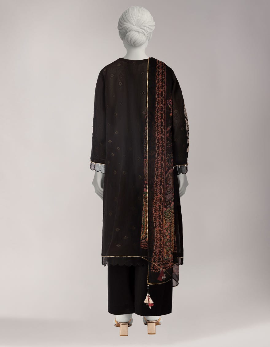 BLACK ZARI LAWN EMBROIDERED UNSTITCHED 3PC