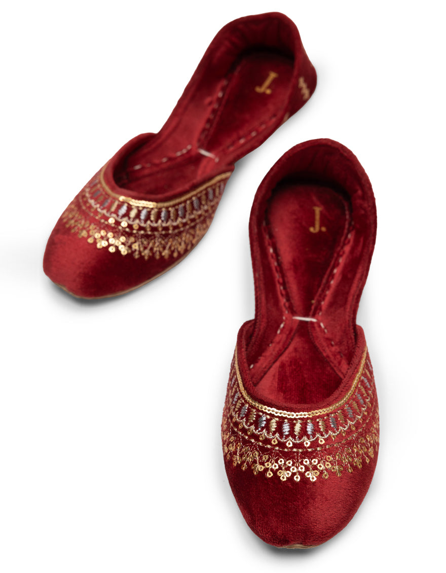 Burgundy Suede Khussa