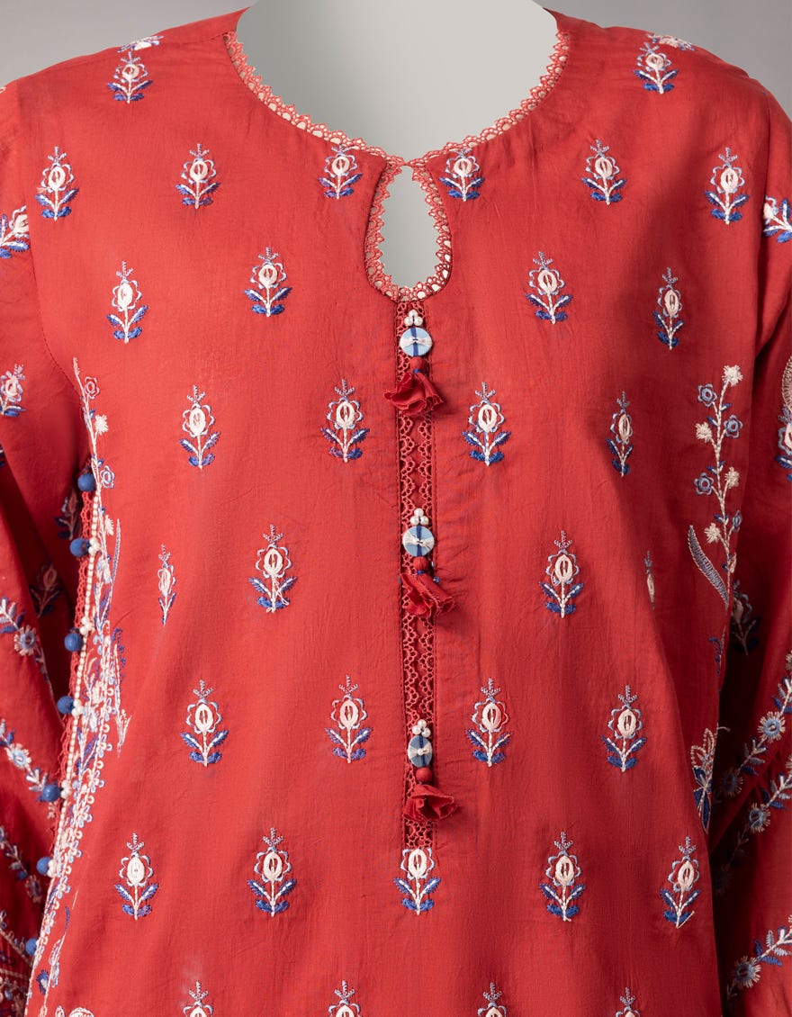 RED LAWN EMBROIDERED UNSTITCHED 3PC