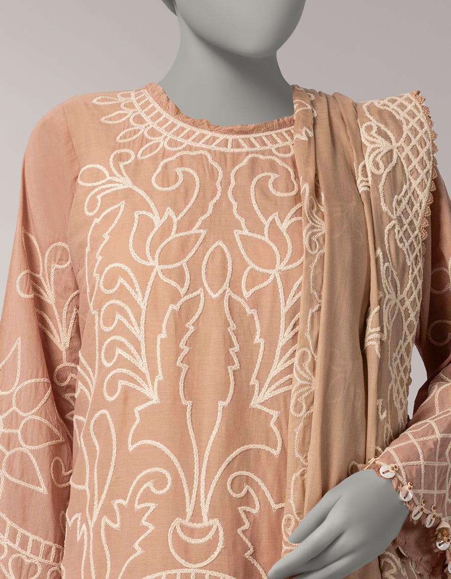 BROWN LAWN EMBROIDERED UNSTITCHED 3PC