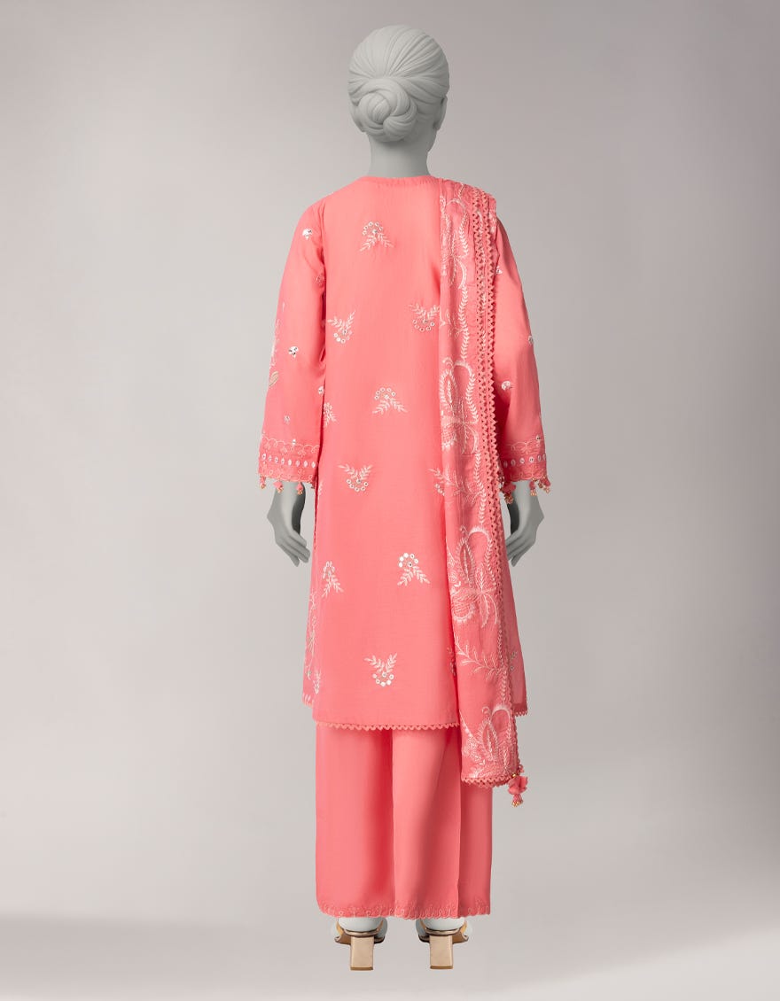 PINK LAWN EMBROIDERED UNSTITCHED 3PC