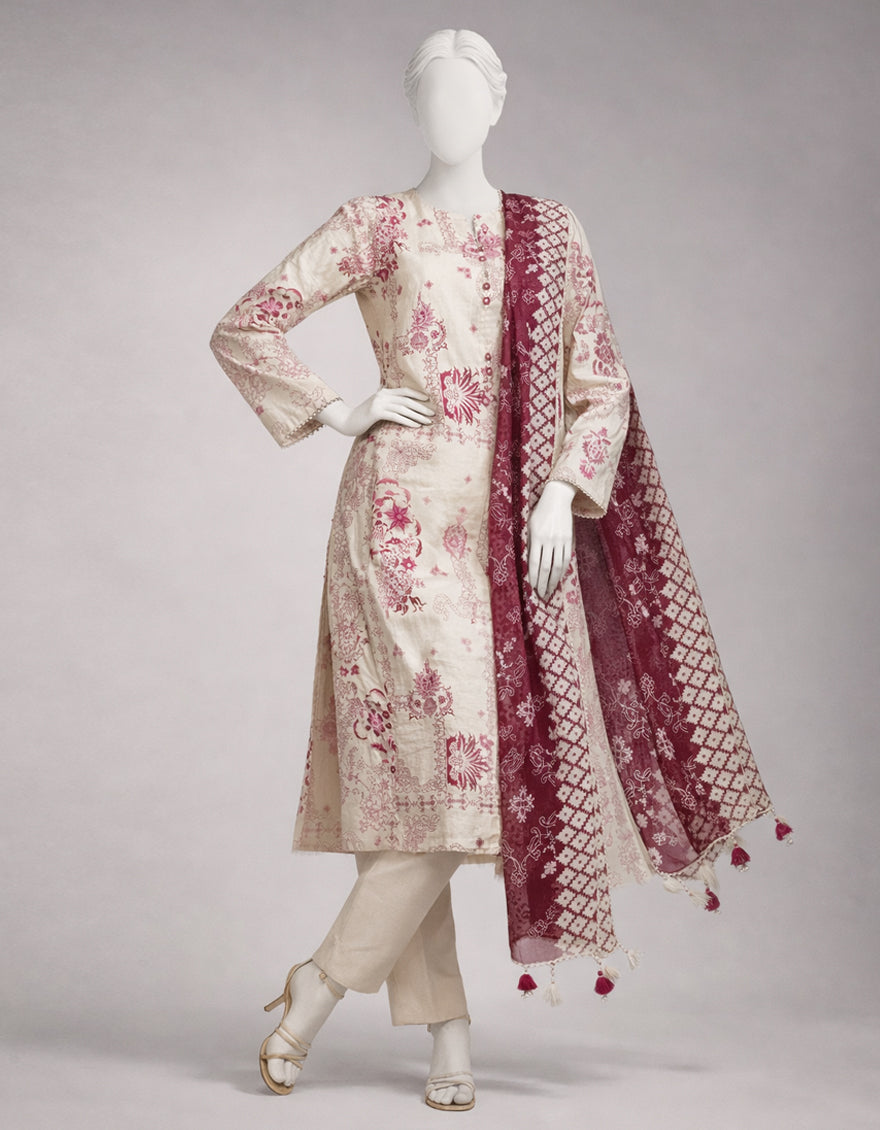 MULTICOLOR LAWN PRINTED UNSTITCHED 3PC