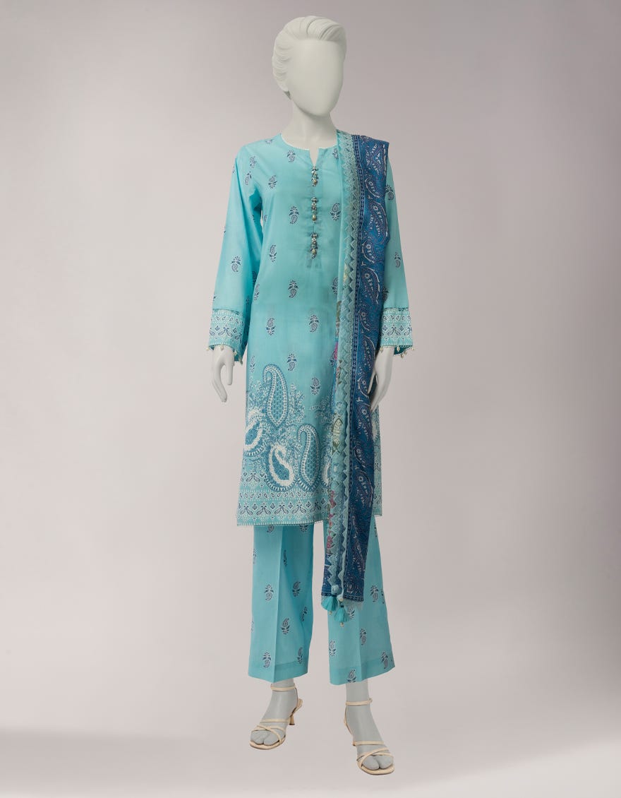 MULTICOLOR LAWN PASTE PRINTED UNSTITCHED 3PC