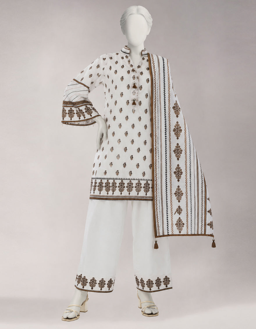 Multicolor Lawn Glitter & Paste Printed Unstitched 3Pc