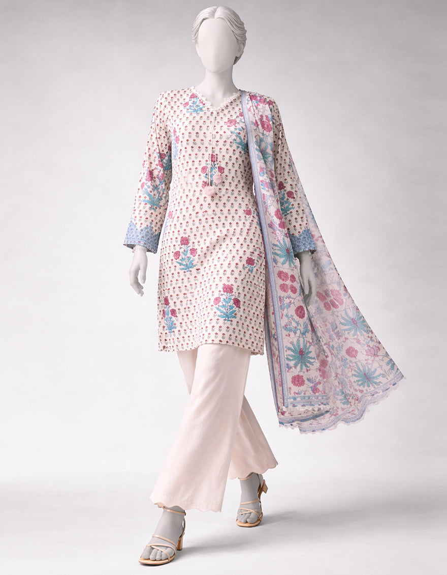MULTICOLOR LAWN EMBROIDERED UNSTITCHED 3PC