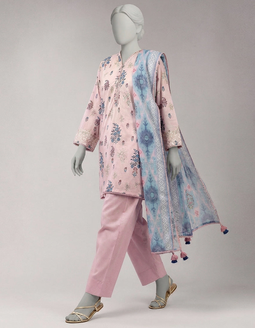 MULTICOLOR LAWN EMBROIDERED UNSTITCHED 3PC