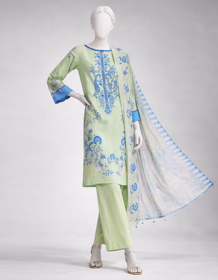 MULTICOLOR LAWN EMBROIDERED UNSTITCHED 3PC