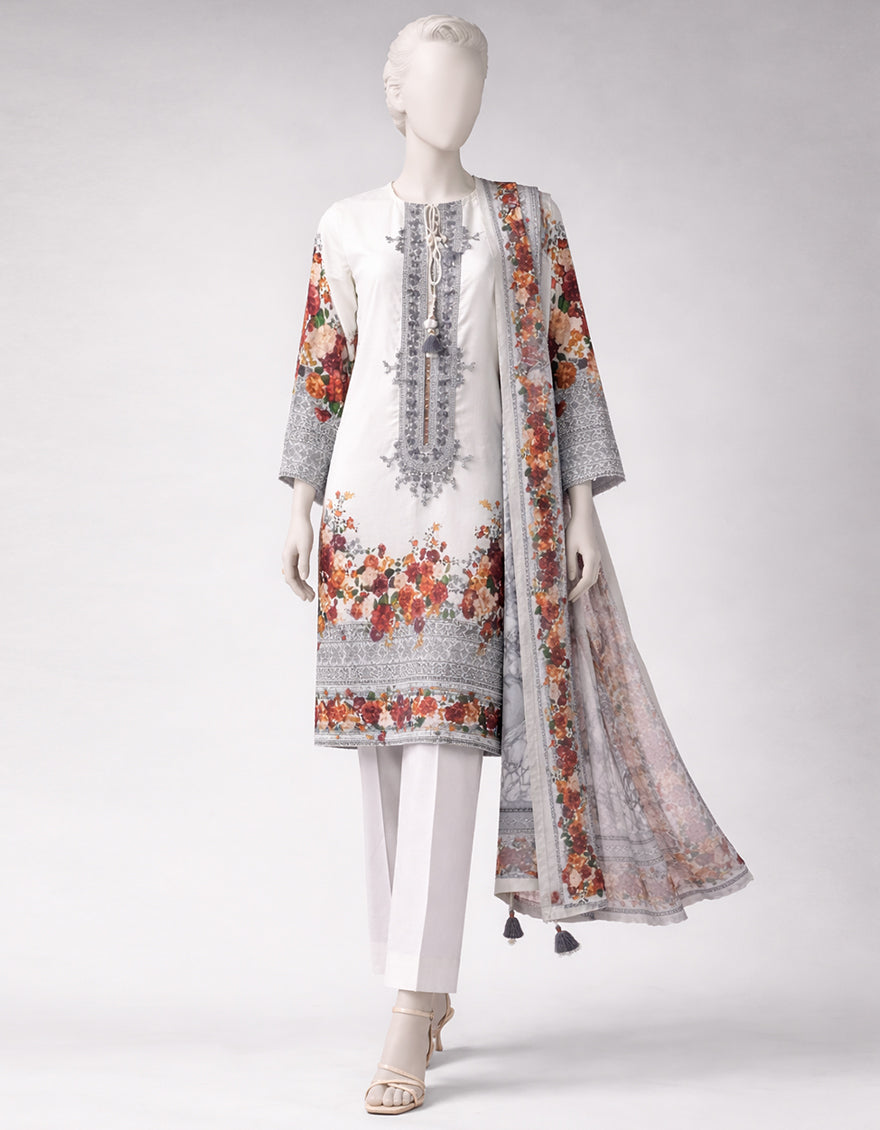 MULTICOLOR LAWN EMBROIDERED UNSTITCHED 3PC