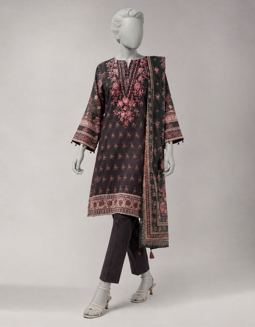 MULTICOLOR LAWN EMBROIDERED UNSTITCHED 3PC