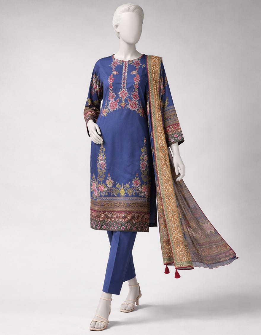 MULTICOLOR LAWN EMBROIDERED UNSTITCHED 3PC