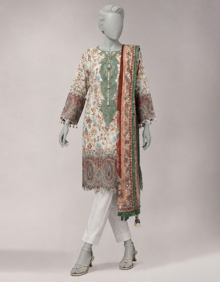 MULTICOLOR LAWN EMBROIDERED UNSTITCHED 3PC