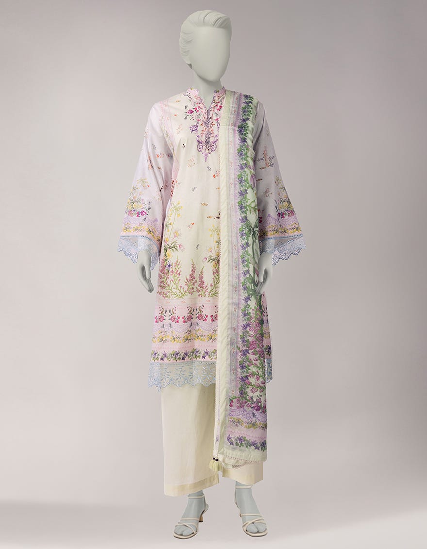 MULTICOLOR LAWN EMBROIDERED UNSTITCHED 3PC