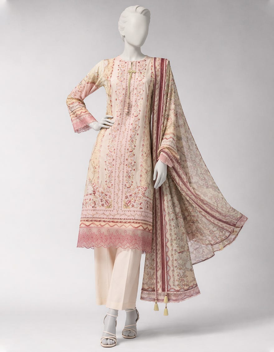 MULTICOLOR LAWN EMBROIDERED UNSTITCHED 3PC