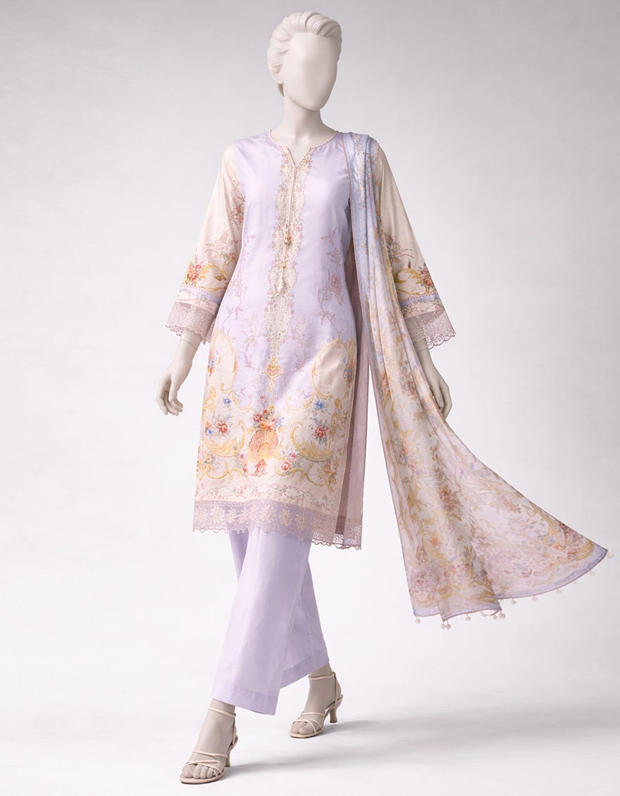 MULTICOLOR LAWN EMBROIDERED UNSTITCHED 3PC