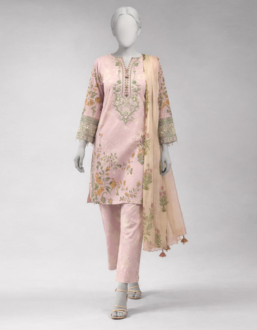 MULTICOLOR LAWN EMBROIDERED UNSTITCHED 3PC