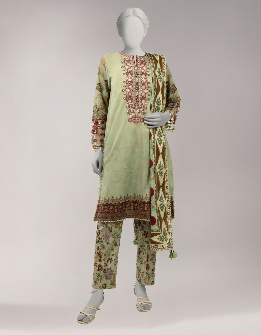 MULTICOLOR LAWN EMBROIDERED UNSTITCHED 3PC