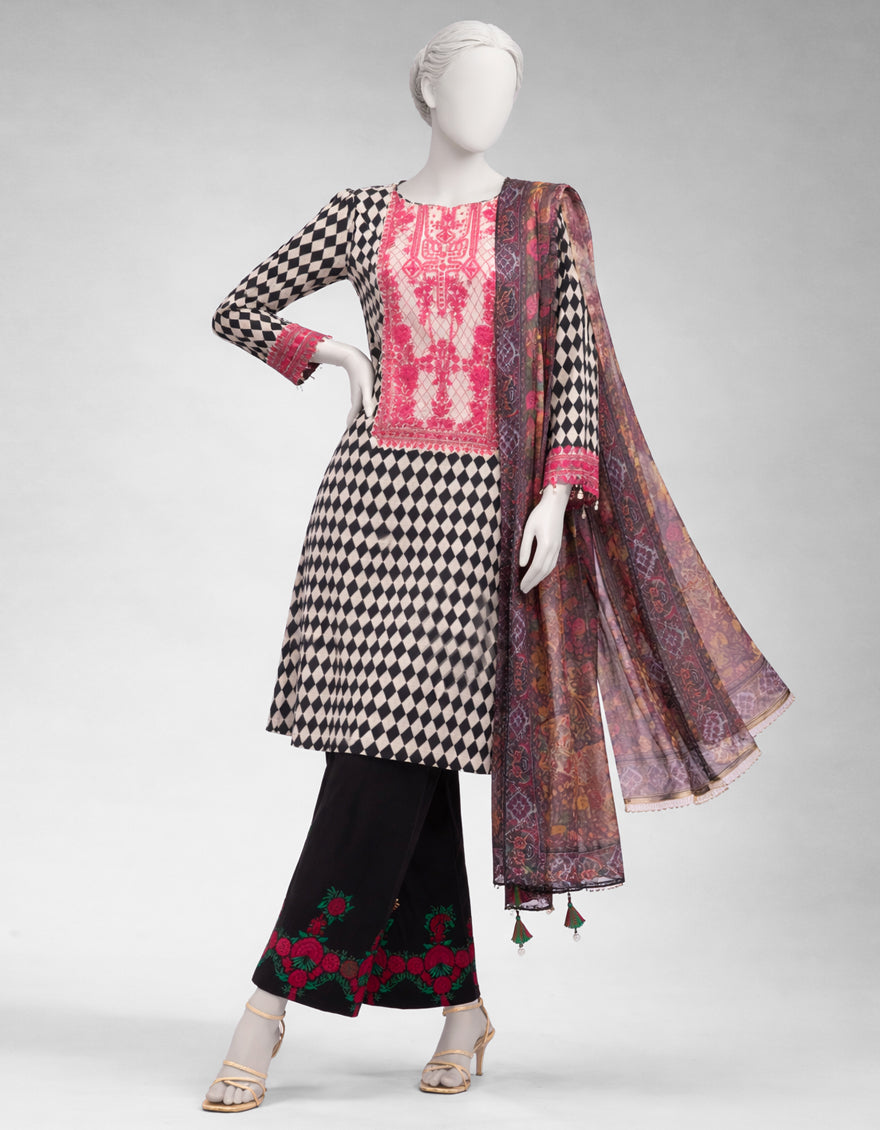 MULTICOLOR LAWN EMBROIDERED UNSTITCHED 3PC