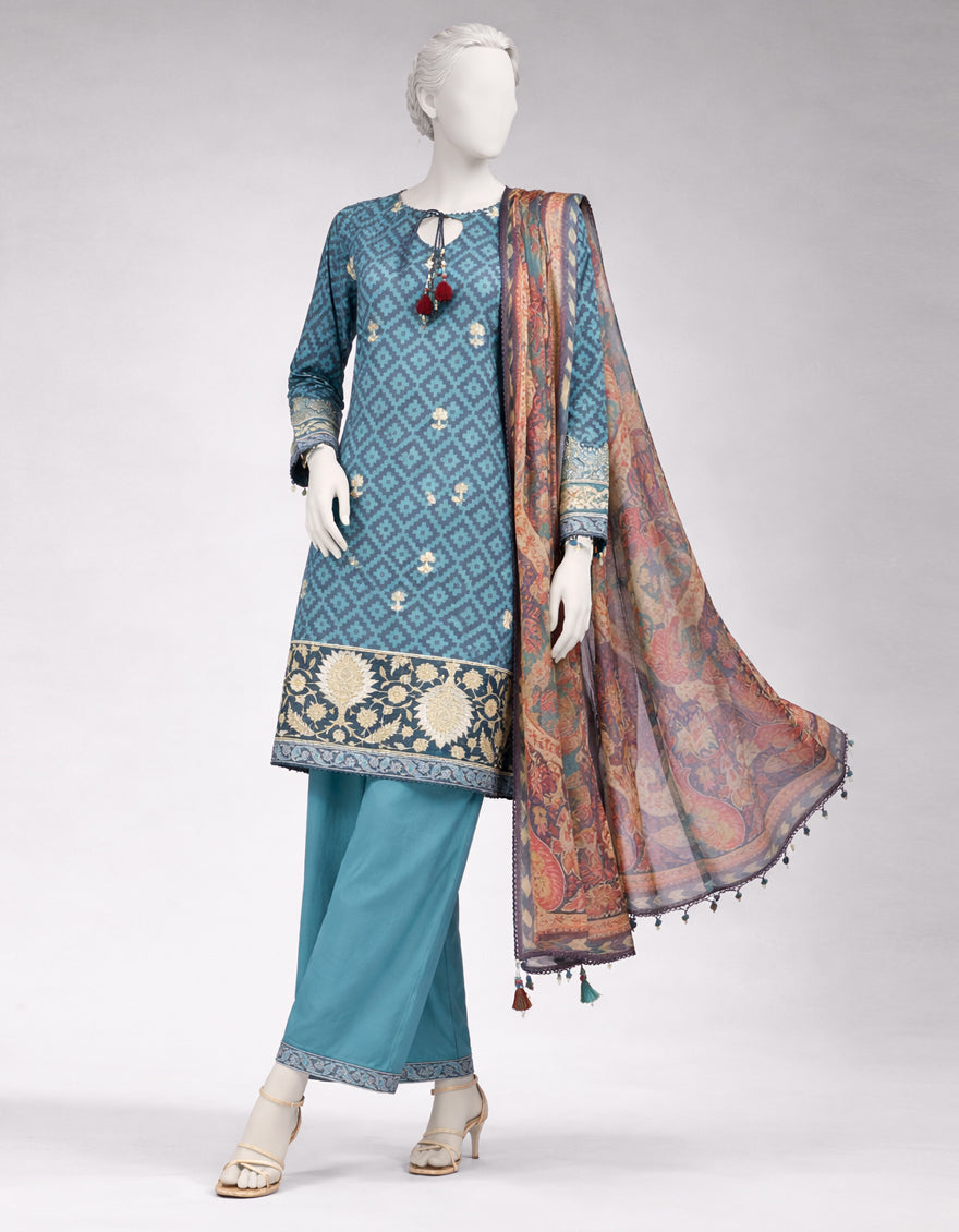 MULTICOLOR LAWN EMBROIDERED UNSTITCHED 3PC