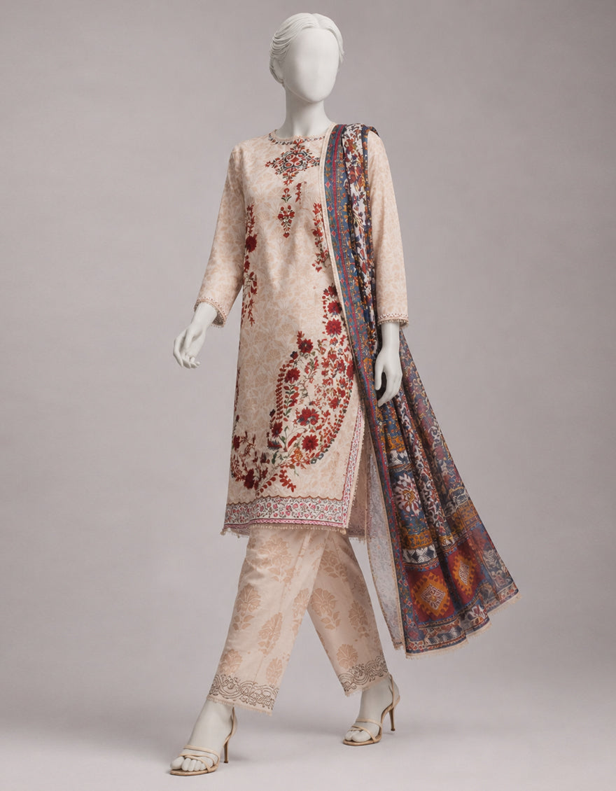 MULTICOLOR LAWN EMBROIDERED UNSTITCHED 3PC