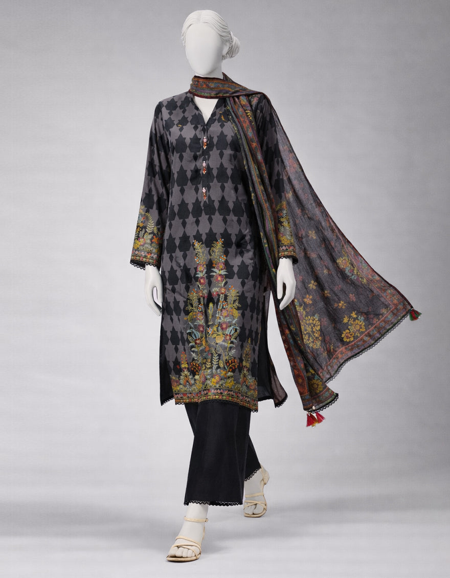 MULTICOLOR LAWN EMBROIDERED UNSTITCHED 3PC