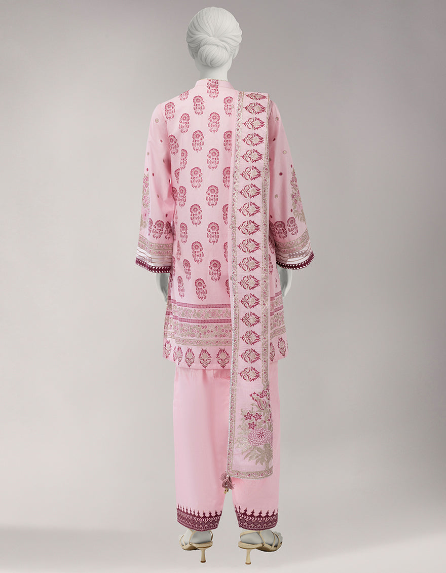 PINK LAWN EMBROIDERED UNSTITCHED 3PC