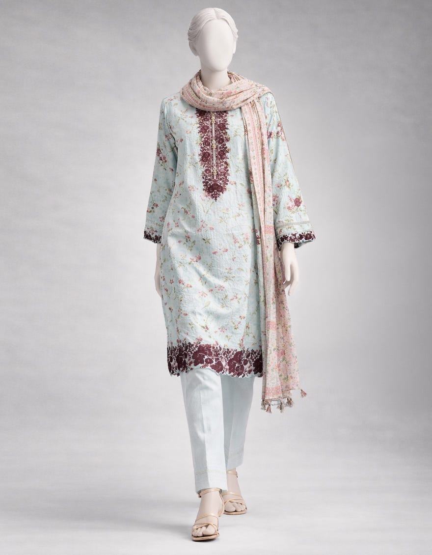 MULTICOLOR LAWN EMBROIDERED UNSTITCHED 3PC