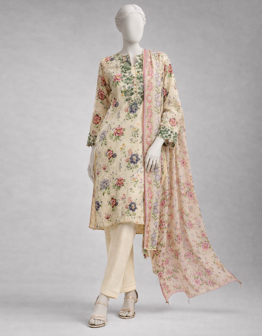 MULTICOLOR LAWN EMBROIDERED UNSTITCHED 3PC