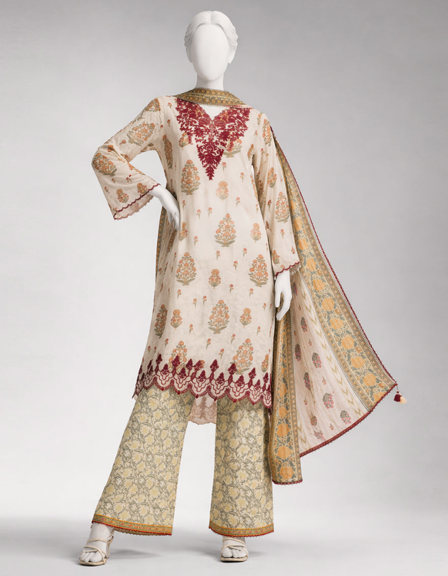 MULTICOLOR LAWN EMBROIDERED UNSTITCHED 3PC