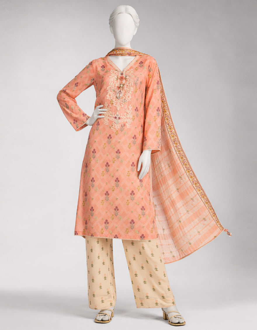 Multicolor Lawn Embroidered Unstitched 3Pc