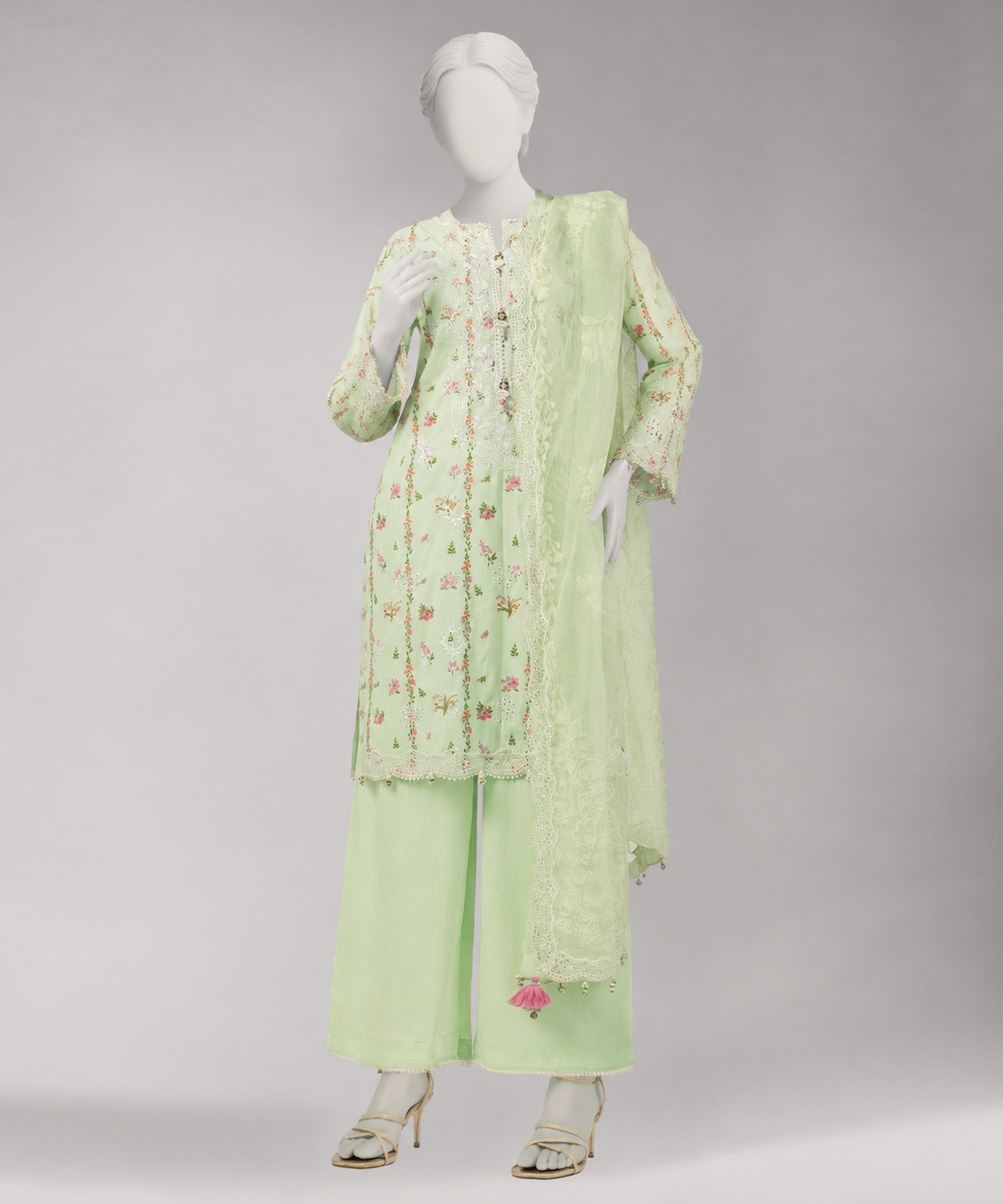 MULTICOLOR LAWN SCHIFFLI UNSTITCHED 3PC