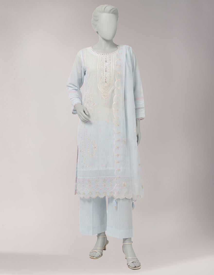 BLUE LAWN EMBROIDERED UNSTITCHED 3PC